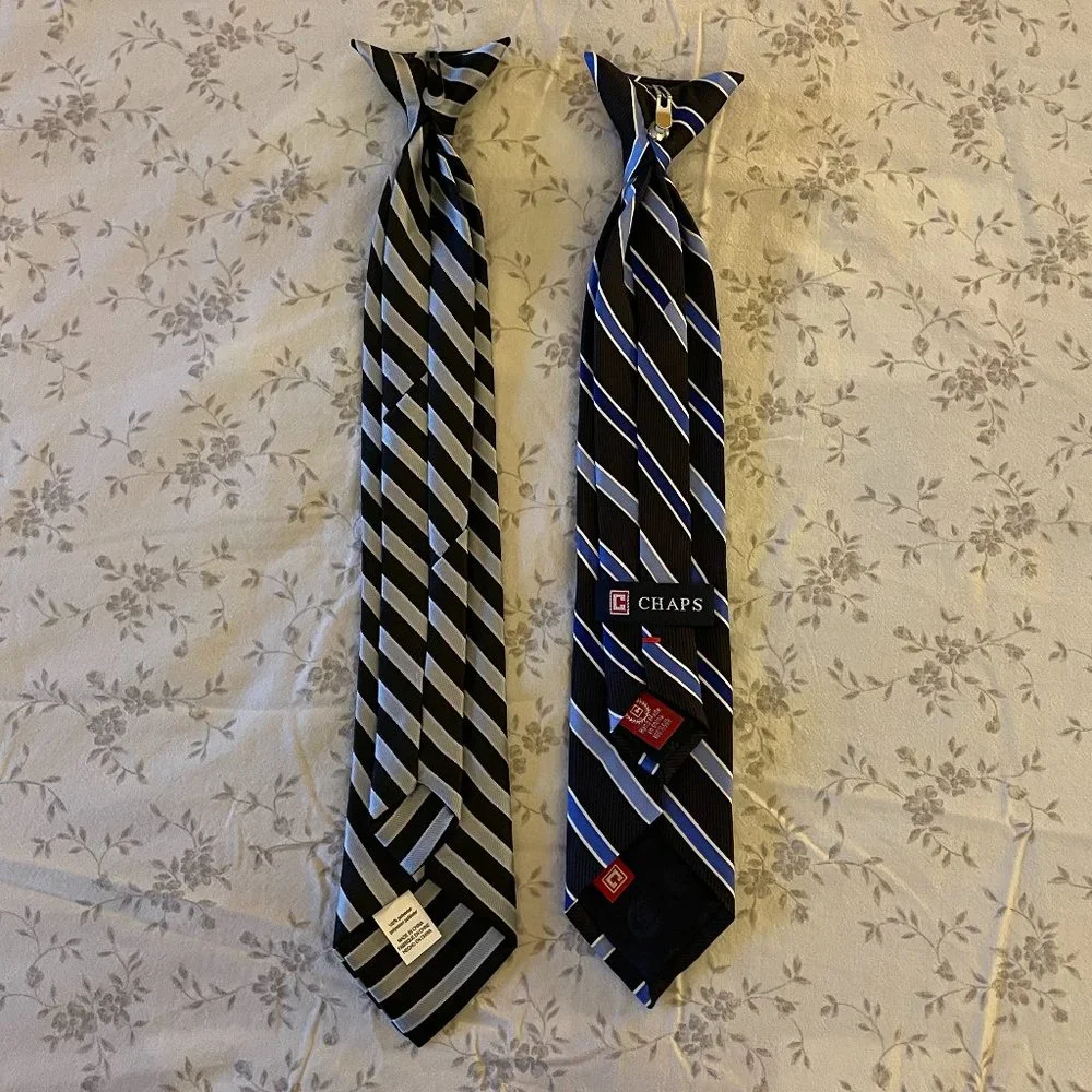 Lot of 1 Boy's Brown Belt and 2 Clip-On Ties (1 Silk, 1 Polyester)